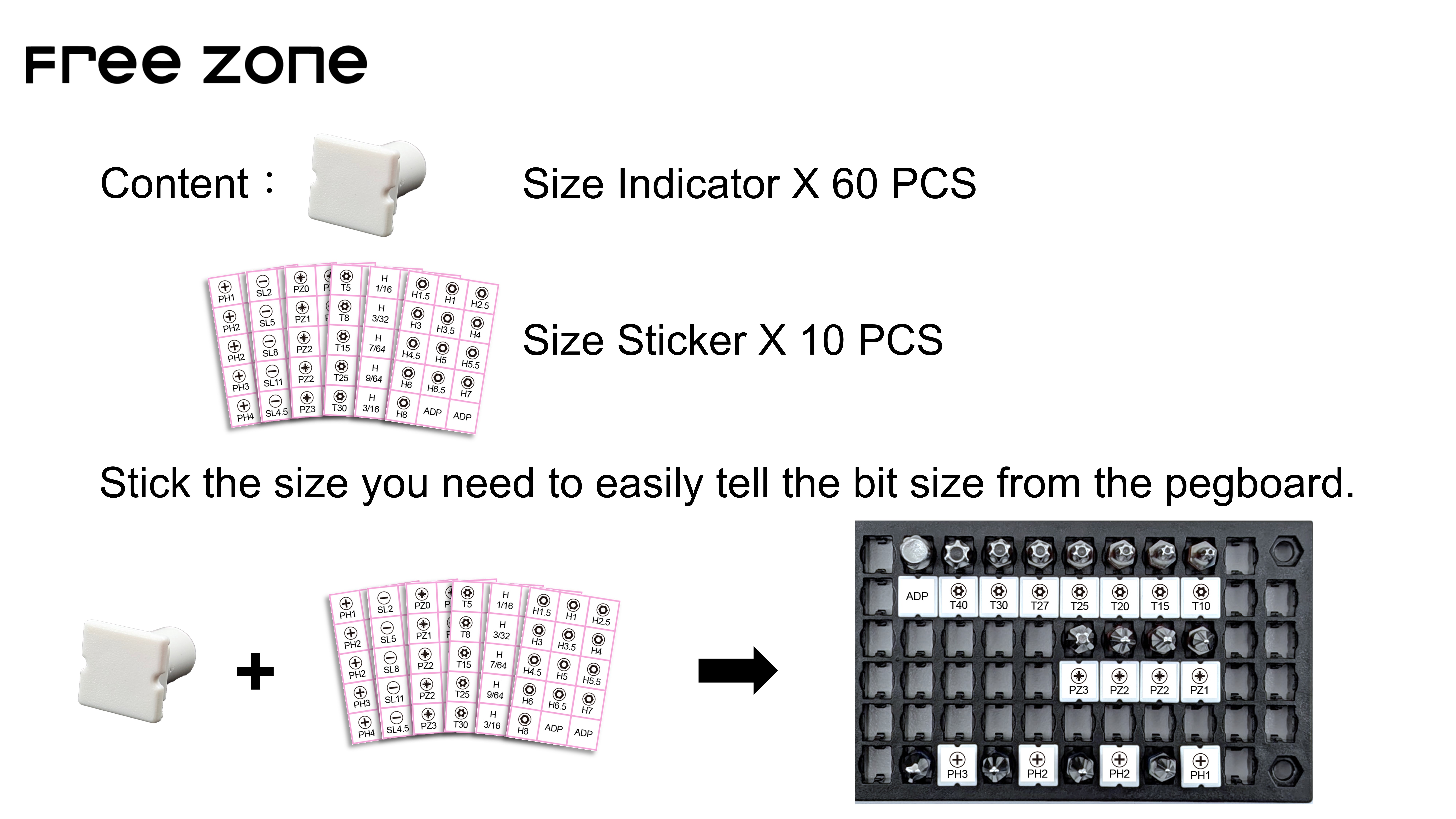 60 Size Indicators and 10 bit size stickers